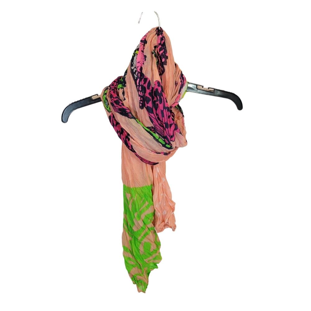 NWT CG Multicolor Butterflies Print‎ 100% Viscose Scarf Size 68"x24"